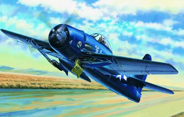 Картинка авиация, обои, полёт, самолёт, F8F1 Bearcat