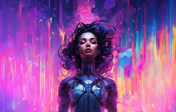 Cyberpunk, women, digital art, cyber, AI art