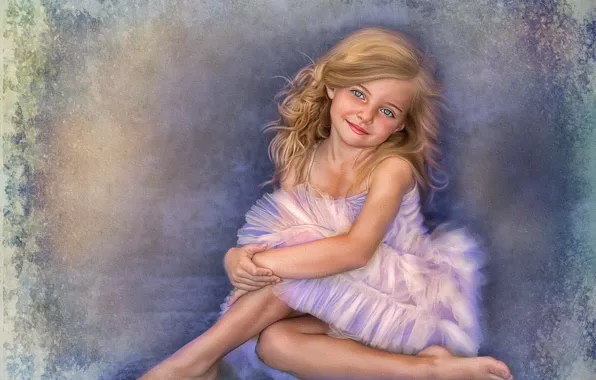 Картинка улыбка, фон, девочка, розовое платье