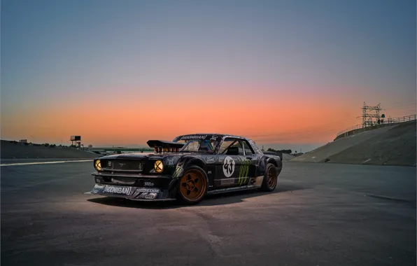 Картинка Mustang, Ford, Sky, Monster, 1965, Sunset, RTR, Block