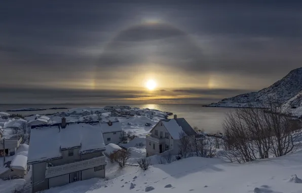 Norway, Reine, Nordland, Amazing Sunbow