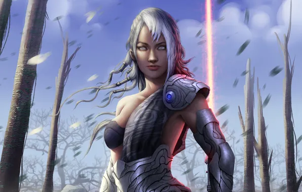 Грудь, взгляд, девушка, арт, star wars, women, lightsaber