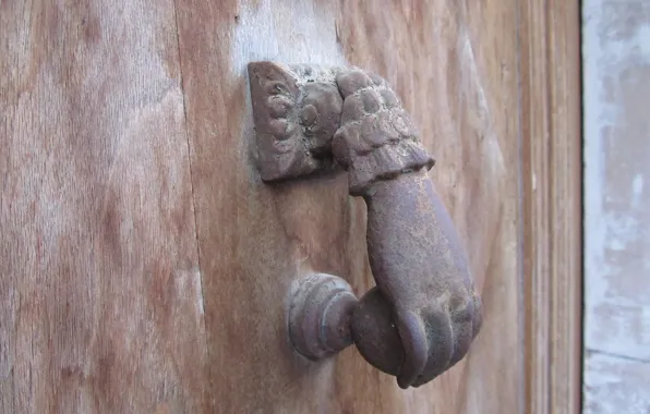 Hand, door, rusty, knock knock, knocker