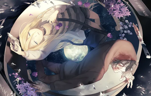Девушка, аниме, пара, парень, Ангел кровопролития, Satsuriku no Tenshi