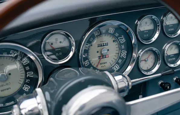 Феррари, Кабриолет, Ferrari, спорт кар, панель приборов, ретро автомобили, 1962, Ferrari 250 GT Cabriolet