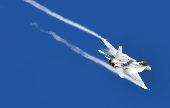 Картинка небо, самолет, след, штурмовик, F/A-18, истребитель-бомбардировщик, Hornet, McDonnell Douglas