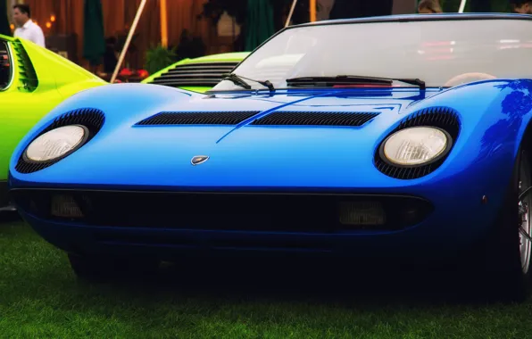 Цвет, Авто, Синий, Lamborghini, Машина, Классика, Ресницы, Фары
