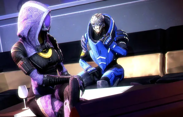 Свидание, mass effect, Garrus Vakarian, Tali'Zorah, C-Sec