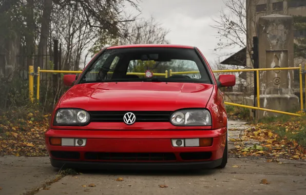 Картинка красный, red, гольф, volkswagen, перед, фольксваген, MK3, golf