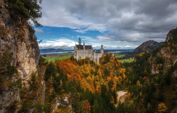 Картинка осень, Германия, Бавария, Замок Нойшванштайн
