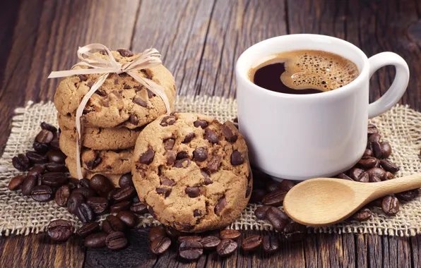 Кофе, шоколад, печенье, chocolate, coffee, cookie