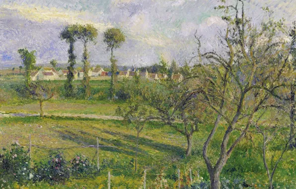 Пейзаж, природа, картина, Камиль Писсарро, Sunset at Valhermeil. Auvers-sur-Oise