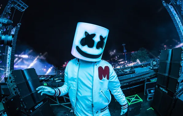 Маска, концерт, диджей, маршмэллоу, Marshmello