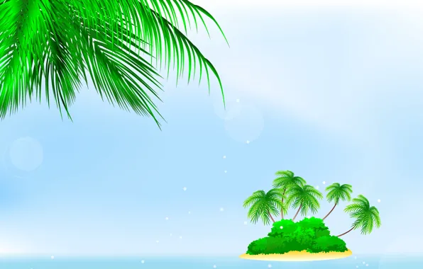 Море, пальмы, остров, кусты, bushes, palm trees, sea island