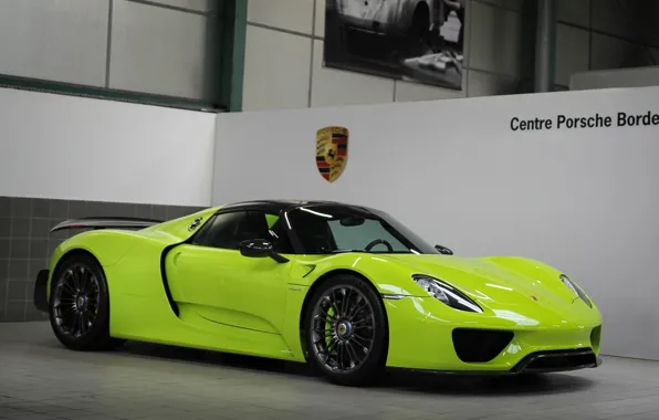 Green, porsche, 918, spyder