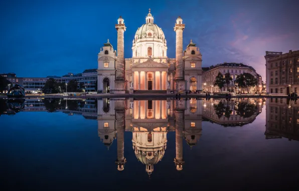 Austria, architecture, dome, Vienna, religion, baroque, Karlsplatz, Karlskirche