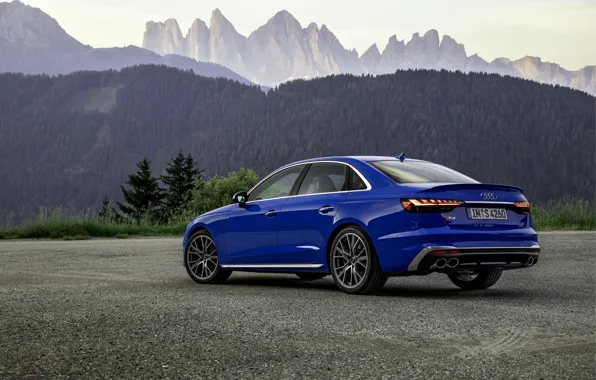 Синий, Audi, седан, сбоку, Audi A4, Audi S4, 2019