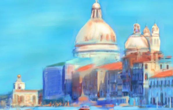 Картинка пейзаж, картина, Италия, Венеция, собор