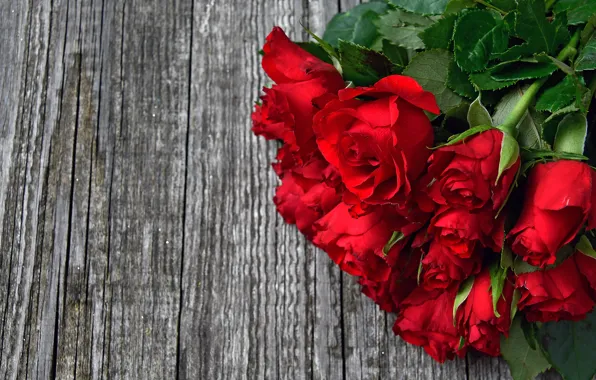 Розы, букет, red, wood, roses, bouguet