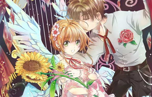 Девушка, аниме, арт, пара, парень, Card Captor Sakura, Сакура собирательница карт