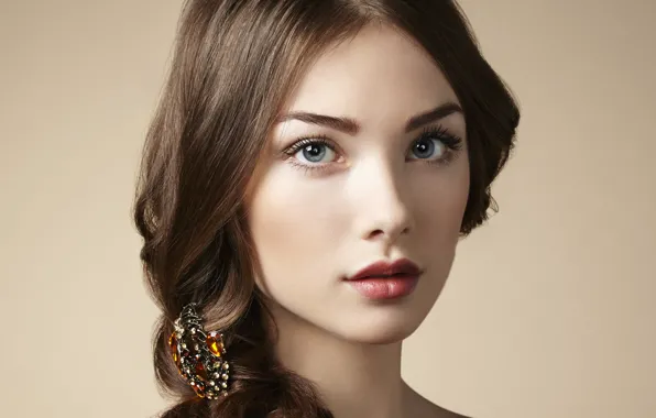 Картинка взгляд, девушка, портрет, макияж, шатенка