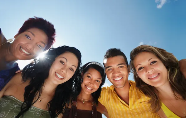 Smiles, selfie, group of friends