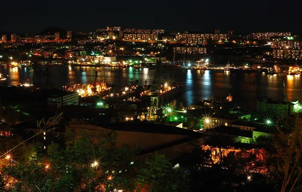 Картинка ночь, огни, Владивосток, приморье, столица приморья
