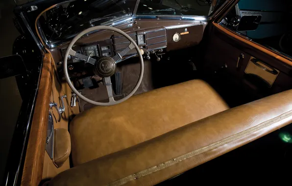Cadillac, интерьер, Лимузин, руль, панель приборов, 1938, ретро автомобили, Limousine