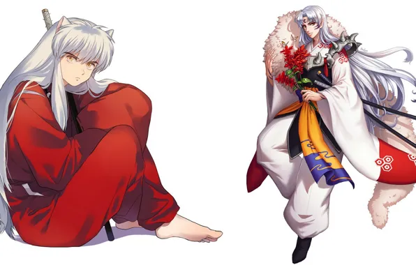 Аниме, арт, парни, братья, Инуяша, InuYasha, Сешоумару