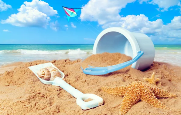 Картинка песок, море, пляж, солнце, summer, sunshine, beach, sea