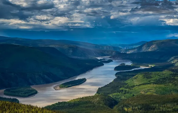 Картинка горы, остров, Канада, Река Юкон
