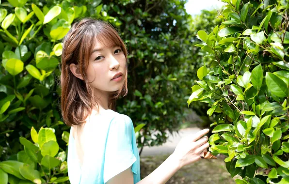 Asian, Model, Woman, Pretty, Japanese, Outdoor, Plant, Rena Aoi
