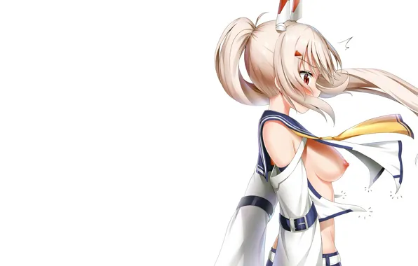 Girl, sexy, cleavage, long hair, nipples, boobs, anime, Ayanami