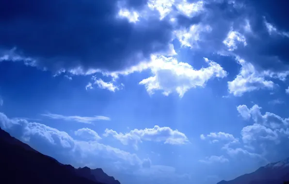 Картинка свет, горы, Облака