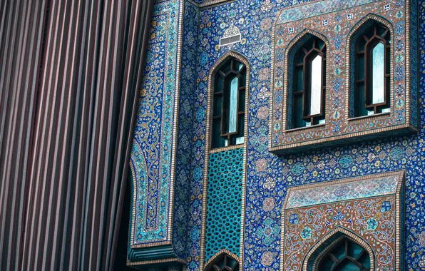 Картинка light, wall, flower, design, blue, window, peaceful, islam, iran