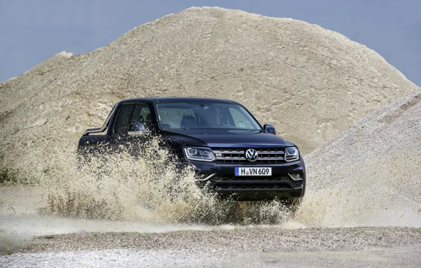 Картинка вода, брызги, Volkswagen, пикап, отвал, Amarok, Highline, Double Cab