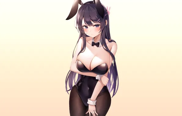 Картинка rabbit, bunny senpai, hot, babe, blushing, tights, oppai, breasts, anime, shy, boobs, celvage, girl, bunny, …
