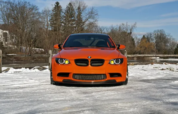 Картинка BMW, Orange, Front, E92, Sight