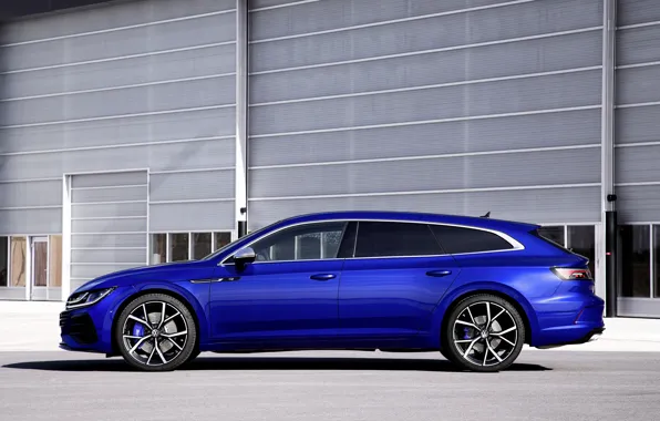 Картинка синий, Volkswagen, универсал, в профиль, Shooting Brake, 2020, Arteon, Shooting Brake R, Arteon R
