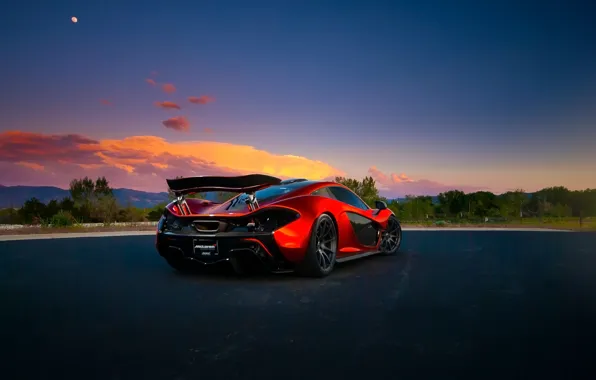 Картинка McLaren, Orange, Front, Sunset, Death, Road, Supercar, Valley