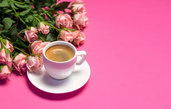 Картинка фон, розовый, розы, чашка, Tania Shustyk