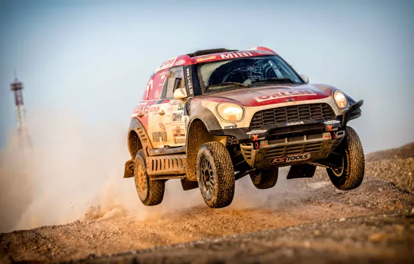 Картинка Авто, Mini, Спорт, Машина, Скорость, Гонка, Rally, Внедорожник, Ралли, Летит, X-Raid Team, MINI Cooper, X-Raid, …