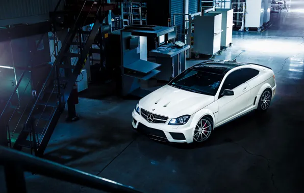 Картинка Mercedes-Benz, AMG, Black, Color, White, Series, View, C63, Top, Ligth