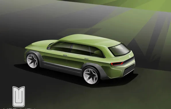Картинка Авто, Концепт, Car, Автомобиль, Арт, Auto, Диски, Бок, Зелёная, Москвич, Moskvich 2020, Москвич 2020