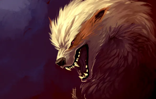 Картинка хищник, клыки, оскал, art, by TheRisingSoul, Arcanine