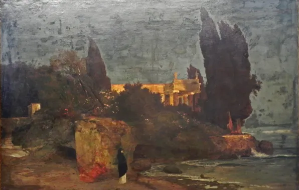 Картинка 1864, Символизм, Арнольд Бёклин, Вилла у моря