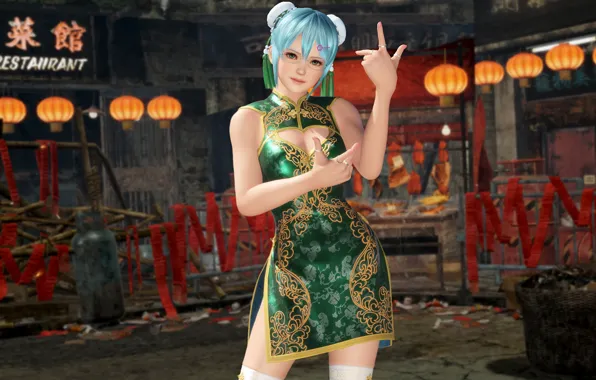 Картинка Dead or Alive, sexy, short hair, attractive, dress, boobs, handsome, Nico, girl, oriental dress, breasts, …