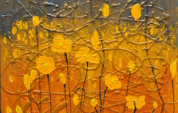 Картинка осень, цветы, желтый, обои, картина, лепестки