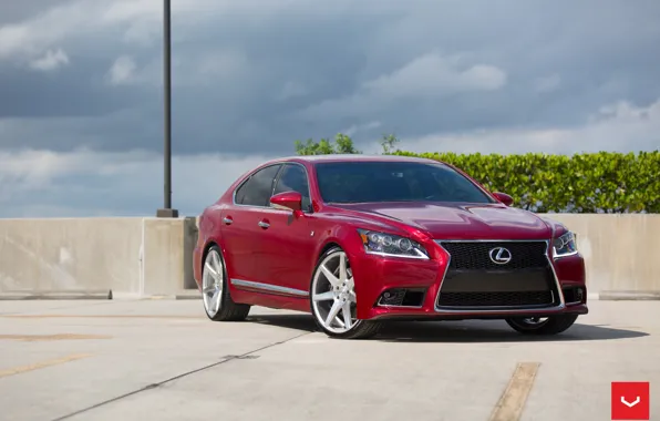 Картинка машина, авто, Lexus, перед, wheels, диски, auto, LS460, Vossen Wheels