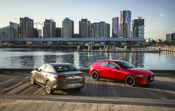 Картинка фото, Mazda, Автомобили, Два, Mazda3, 2019